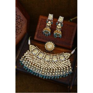 22KT Gold Designer Kundan Wedding Necklace Set