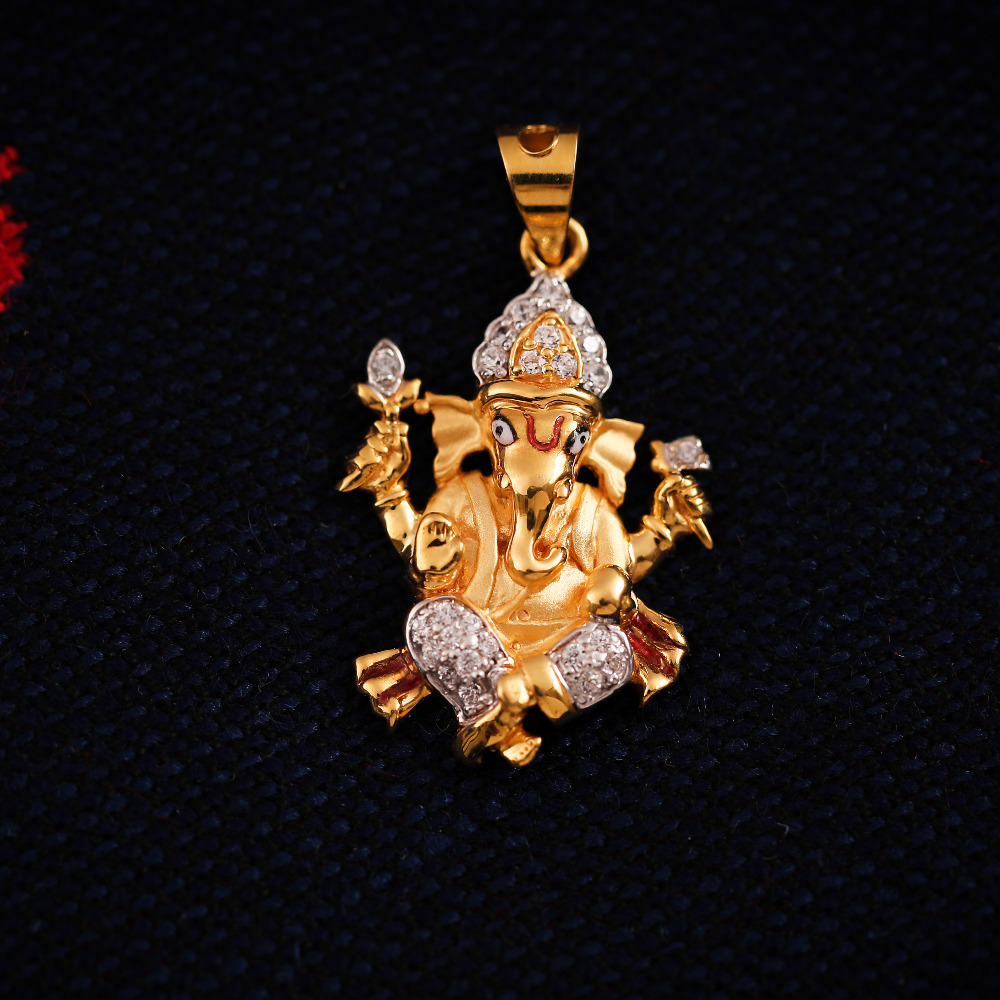 22K CZ GANESHJI PENDANT