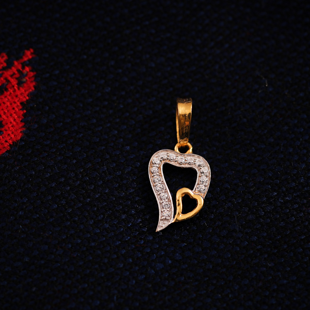 22K CZ HEART PENDANT