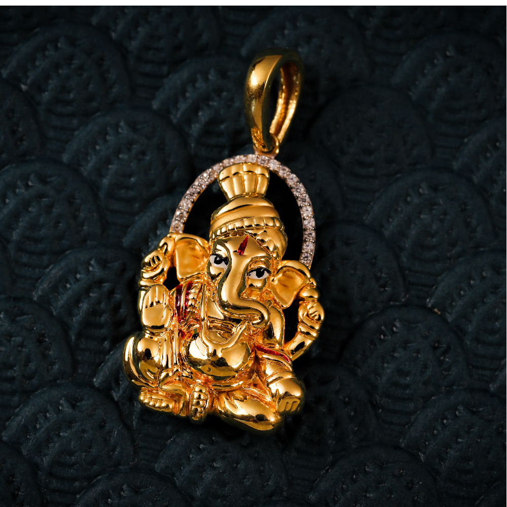 18K Gold Ganesh Pendant