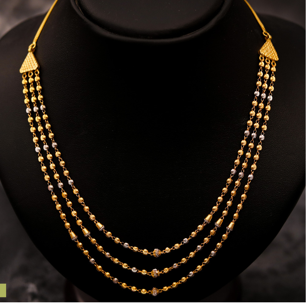 22K 3 LAYERS RODIUM MALA