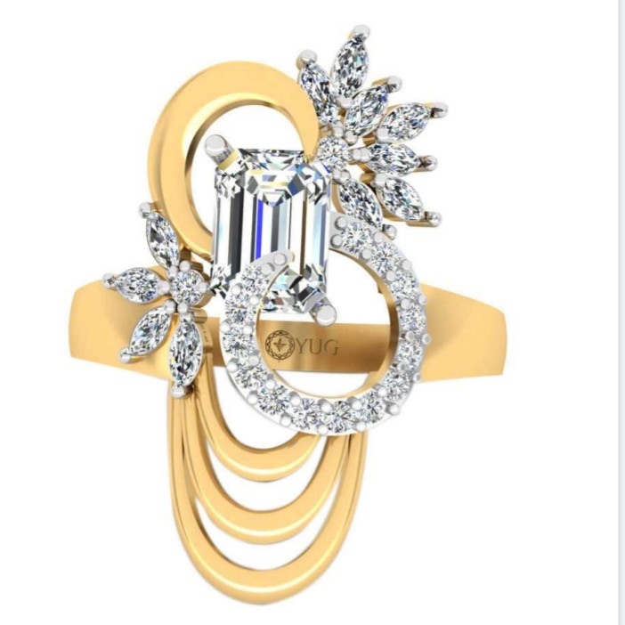center colour stone cz ring