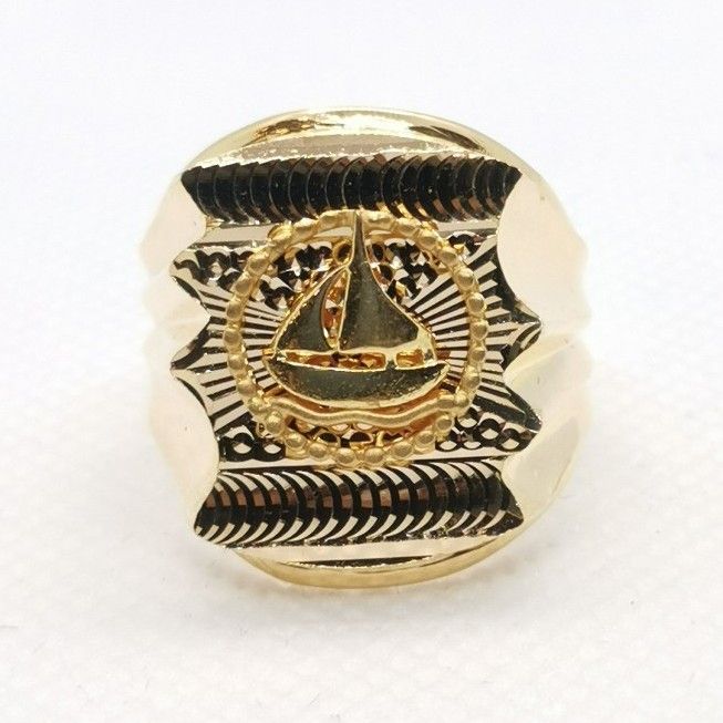 Boat initial gents ring