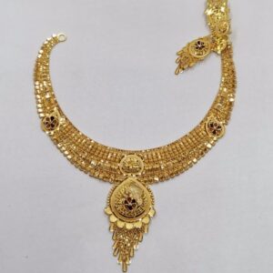 Necklace 88 Red Enamelling Flower 22kt