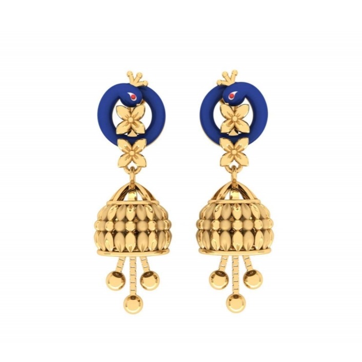 916 gold designer peacock design jummar earring pj-e012