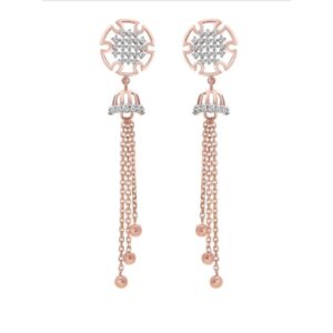 18k rose gold earring with hanging lines pj-e006