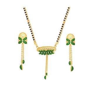 916 gold designer mangalsutra with earring pj-m003