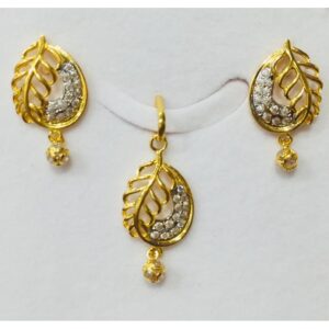 22kt gold leaf design pendant set nj-p015