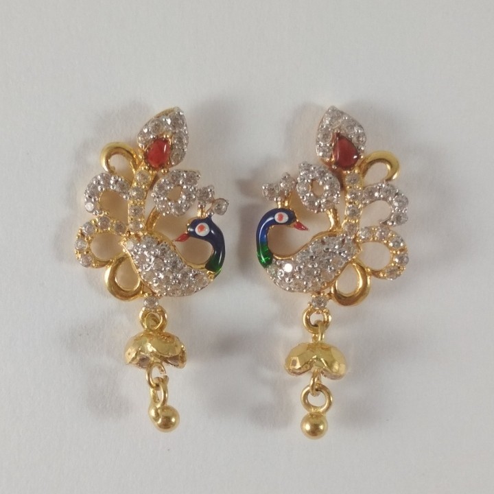22 K gold attractive peacock design earring nj-e005