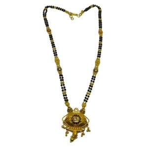 916 two line mangalsutra with culcatti & meena karigiri pendent