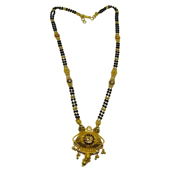 916 two line mangalsutra with culcatti & meena karigiri pendent