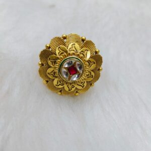 22k antique jadtar flower shaped ring