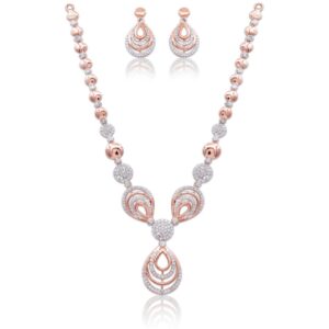 18k rose gold designer necklace set for wedding kv-ns430