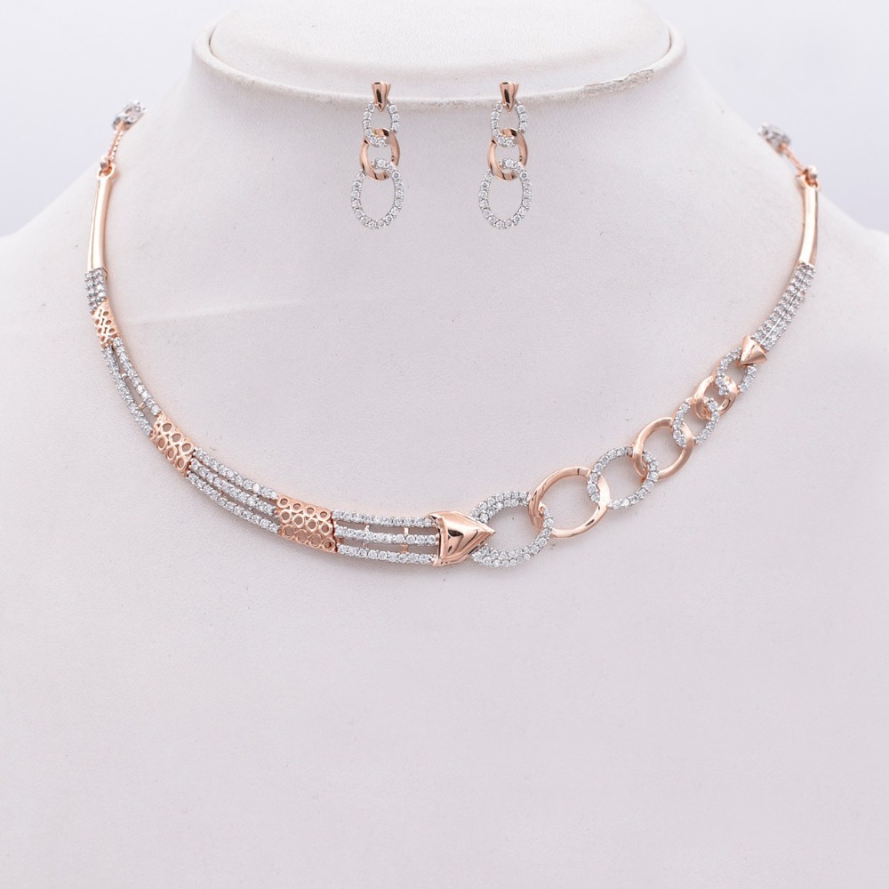 18kt rose gold plated necklace set kv-ns183
