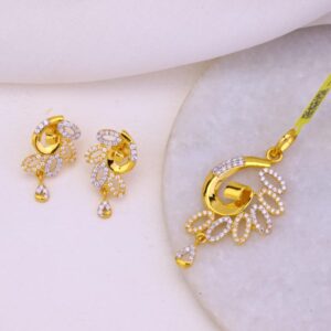 22K Gold CZ Fancy Pendant Set
