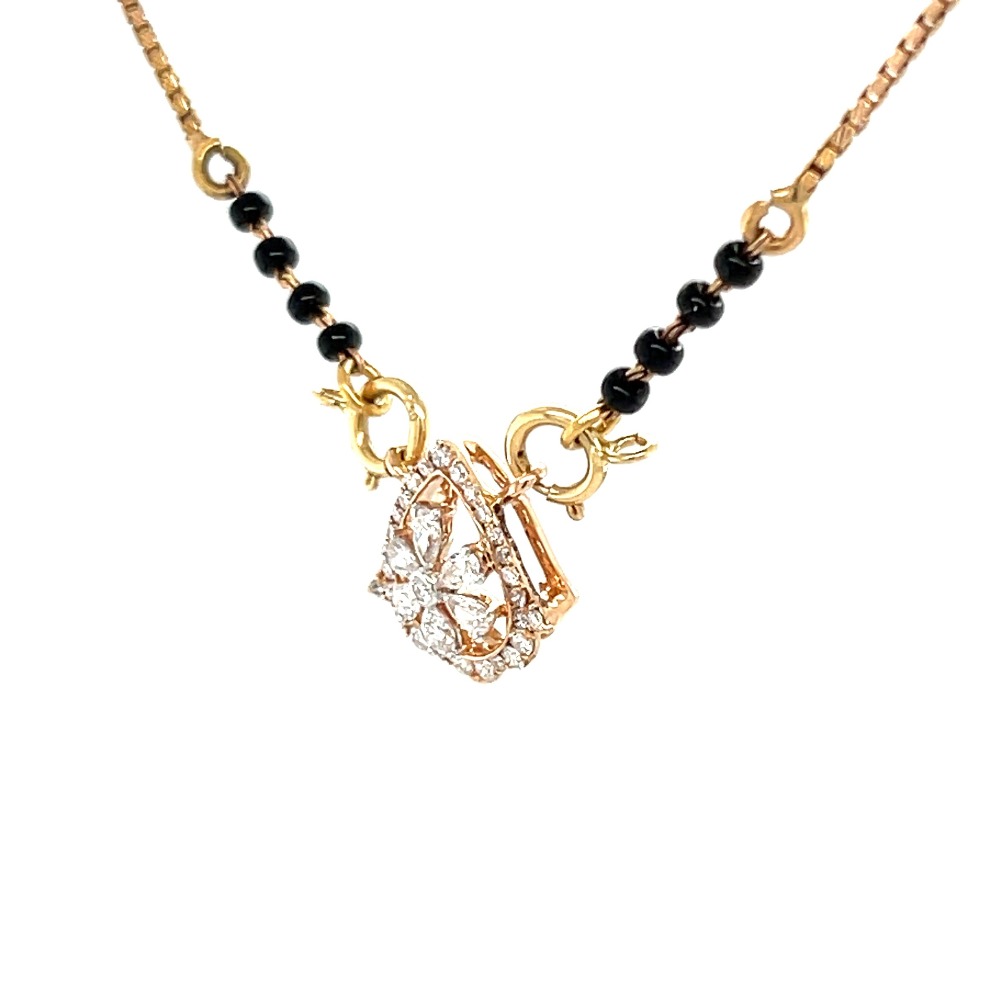 Floral Bliss A Sparkling Diamond & Gold Mangalsutra Tanmaniya Pendant