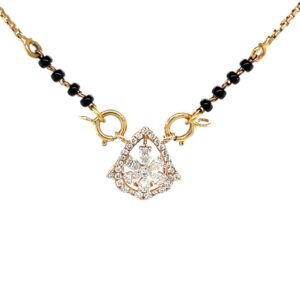 Floral Bliss A Sparkling Diamond & Gold Mangalsutra Tanmaniya Pendant