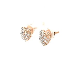 Rose Gold Diamond Marquise Cluster Heart Earrings