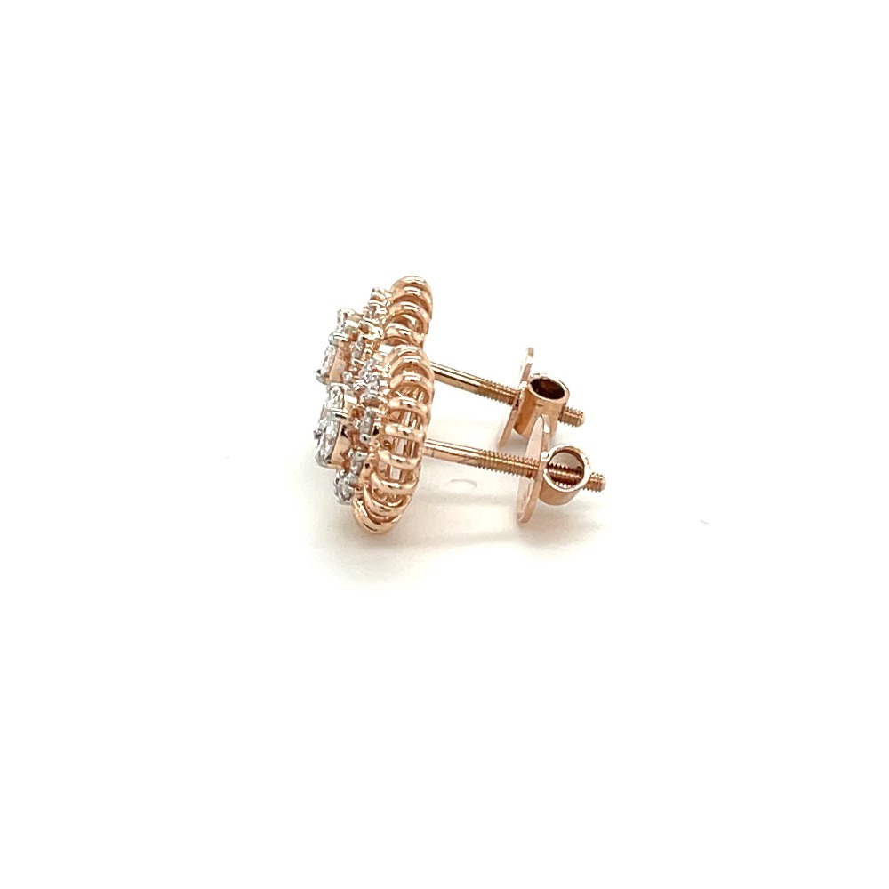 Rose Gold Sunburst Diamond Earrings