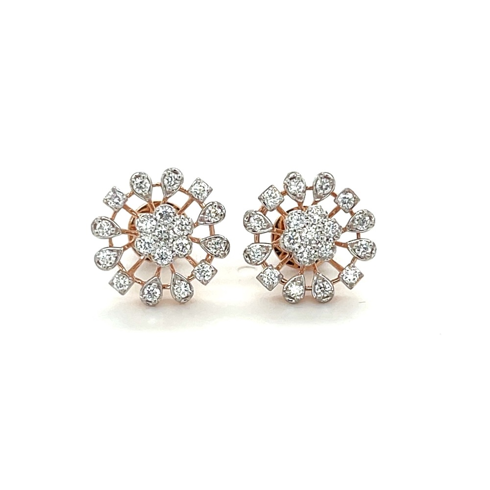 Timeless Snowflake Diamond Stud Earrings in 14k Rose Gold