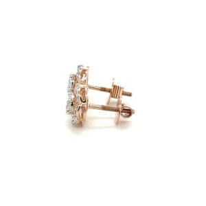14k Rose Gold and Diamond Flower Earrings in VVS EF