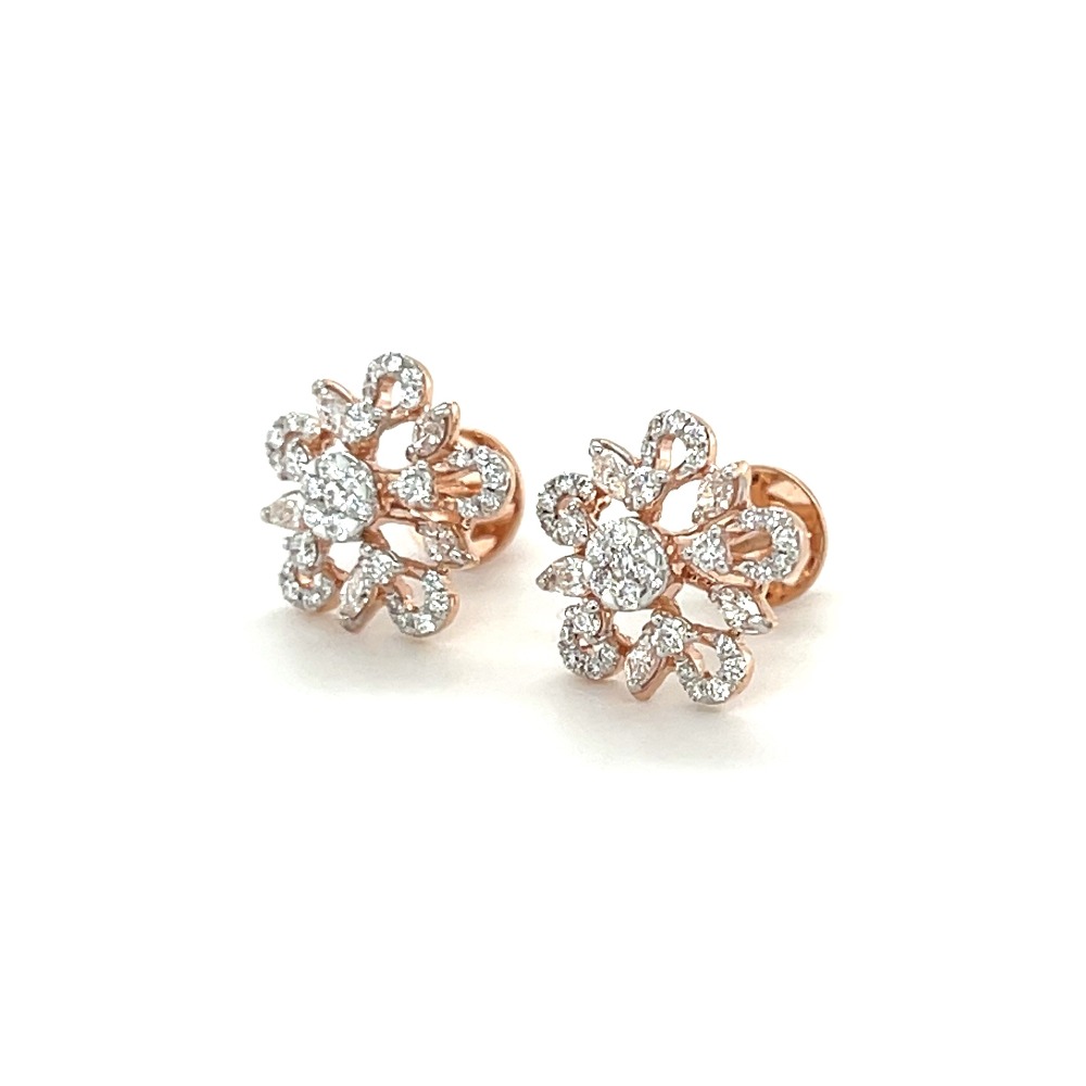 Flower-Shaped Diamond Earrings in 14k Rose Gold