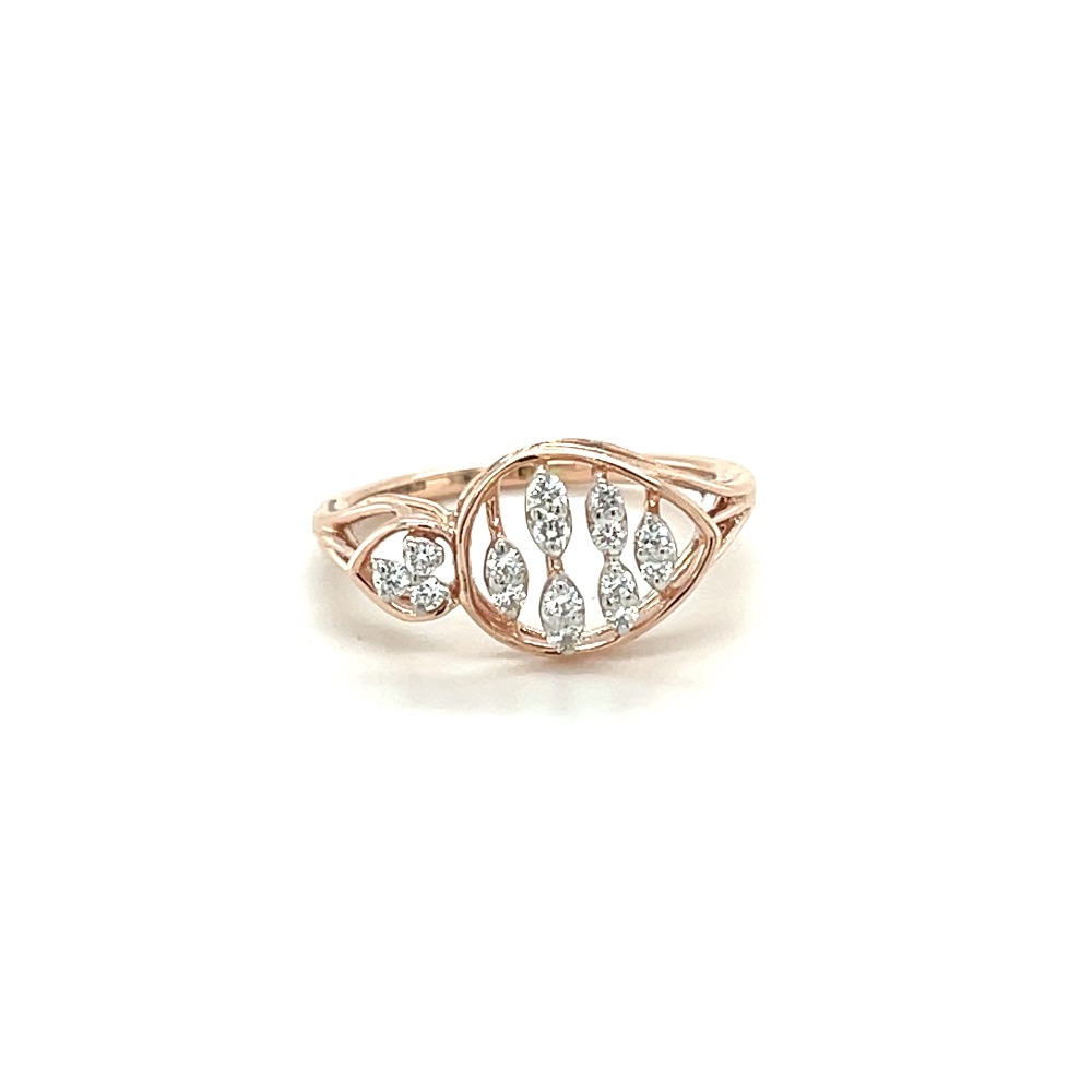 Leaf-Shaped Diamond Cluster Ring in 14k Rose Gold