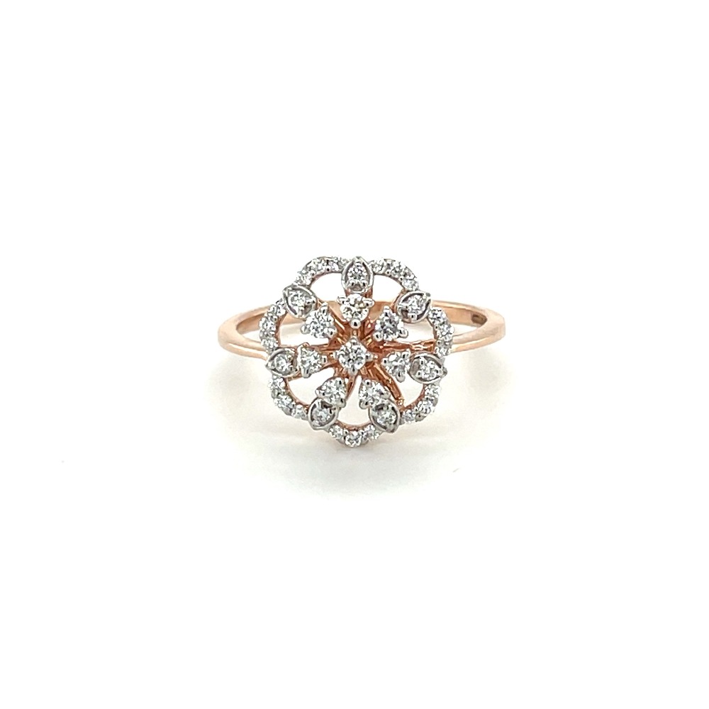 14k Rose Gold Diamond Floral Engagement Ring