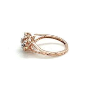 14k Rose Gold Flower Engagement Ring With Pear Shape Diamonds