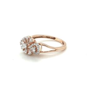 14k Rose Gold Flower Engagement Ring With Pear Shape Diamonds