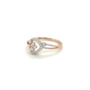 14k Rose Gold Twisted Band Diamond Flower Cluster Ring
