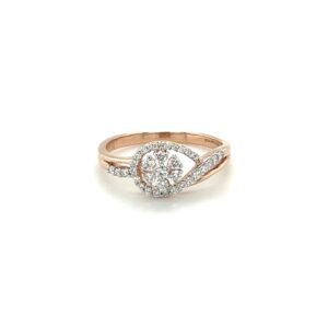 Round Diamond Halo Fiançailles Ring in 14k Rose Gold