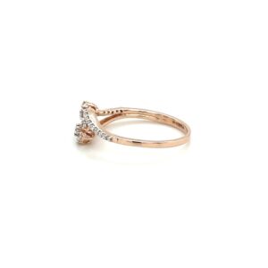 14k Rose Gold Cluster Flower Diamond Ring with Swirl Band
