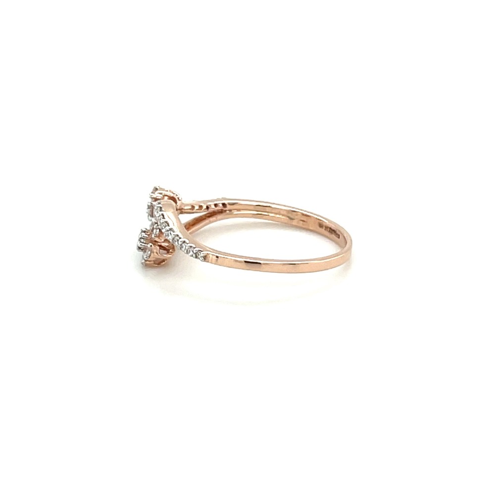 14k Rose Gold Cluster Flower Diamond Ring with Swirl Band