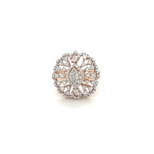 Rose gold and diamond statement ring with marquise cluster