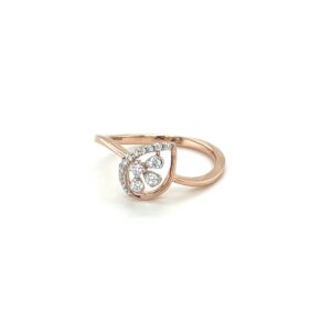 Teardrop Cluster Diamond Ring with Halo 14k Rose Gold