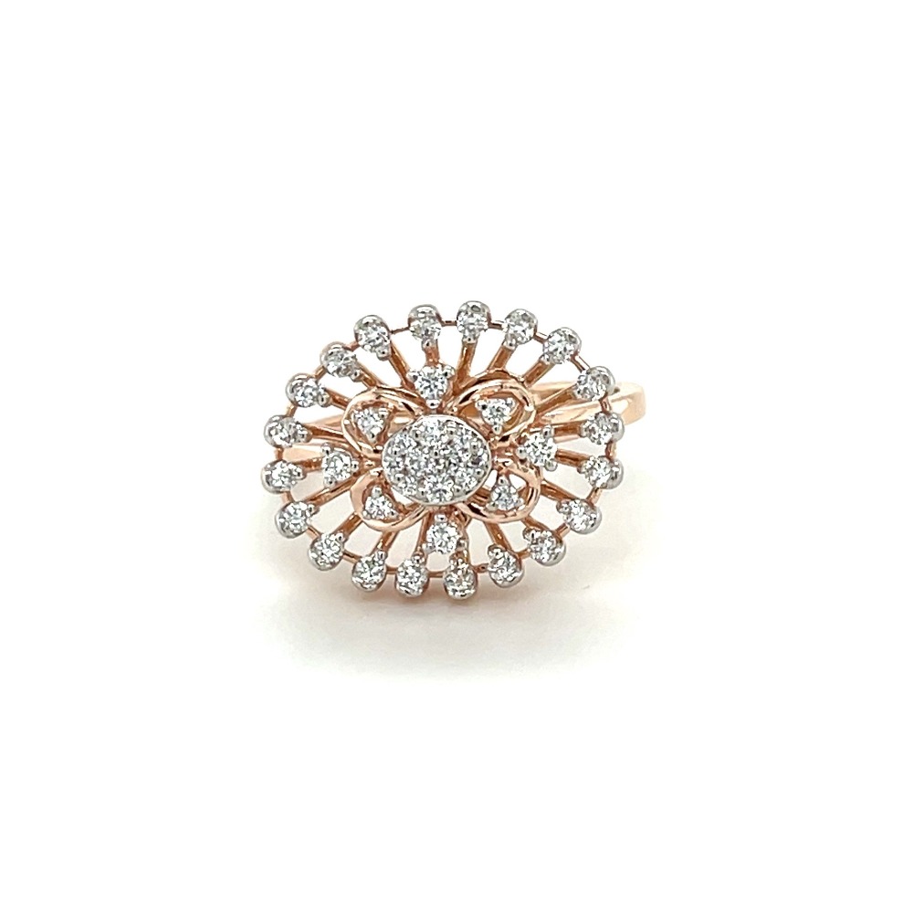 Round Diamond Ring with Halo and Split Shank in 14k Rose Gold