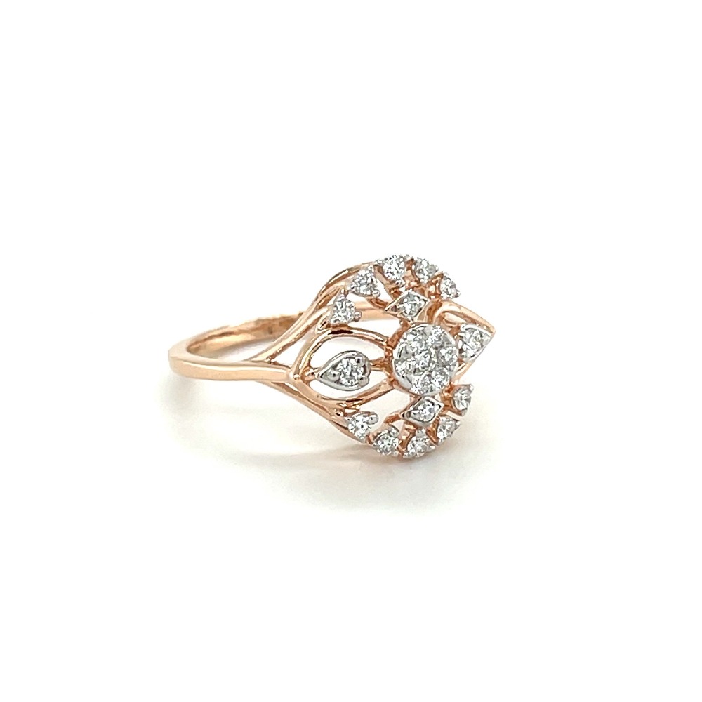 14k Rose Gold Ring with Diamond Blossom in VVS EF quality