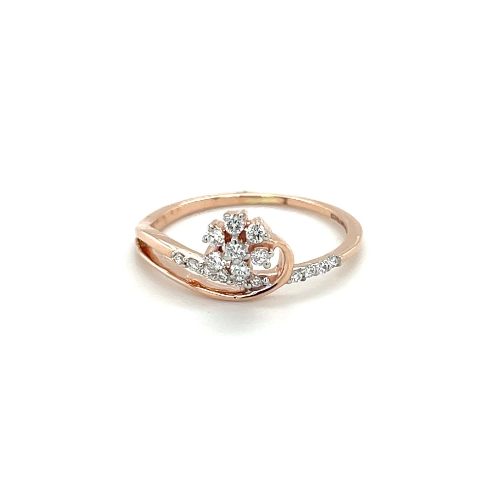 14k Rose Gold and Diamond Flower Ring with Twisted Band