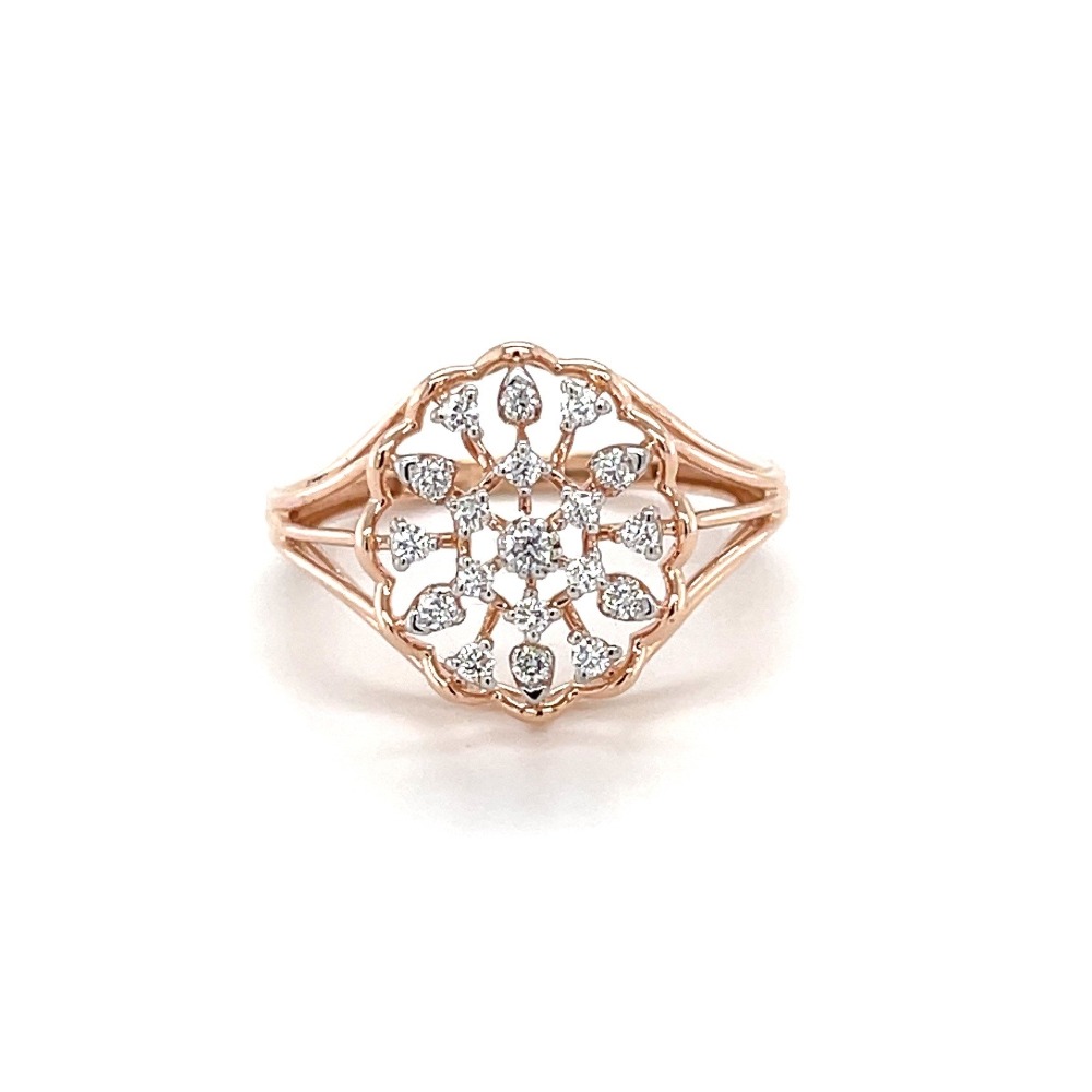 Flower Diamond Cluster Ring In 14k Rose Gold by royale Diamonds