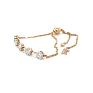 Solitaire Effect Five Eva Cut Diamond Flexible Bracelet with Charms