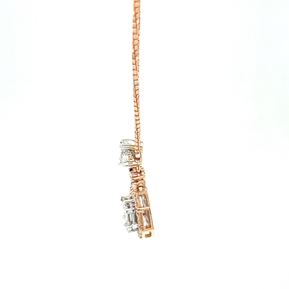 Asscher Cut Pressure Set Dual Solitaire Look Diamond Pendant