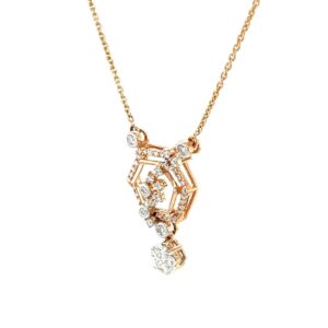 Hexagon Diamond Pendant with Cushion cut Pressure Setting