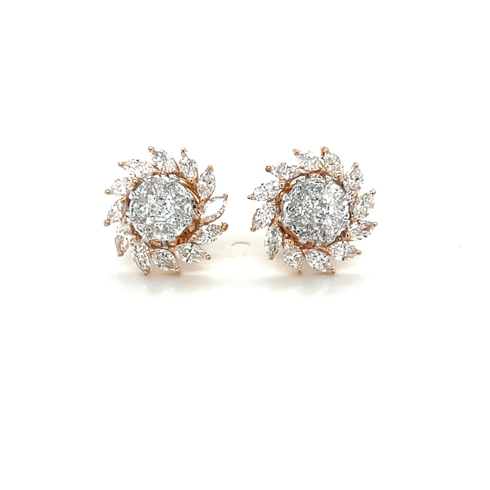 Suryakanti Diamond Earring Studs with Marquise & Eva Cut