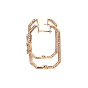 Hexagon Hoop Earring with Baguette and Round Diamond