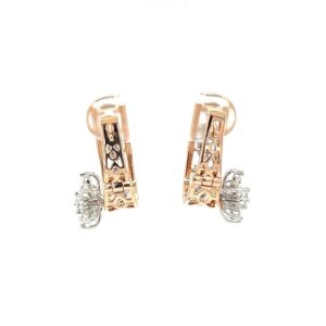 Fancy Diamond Bali Earring with Marquise Flower on Side