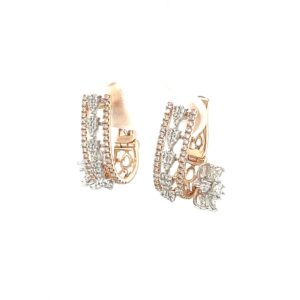 Fancy Diamond Bali Earring with Marquise Flower on Side