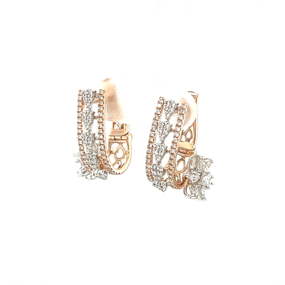 Fancy Diamond Bali Earring with Marquise Flower on Side