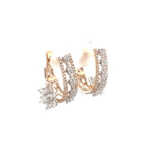 Fancy Diamond Bali Earring with Marquise Flower on Side