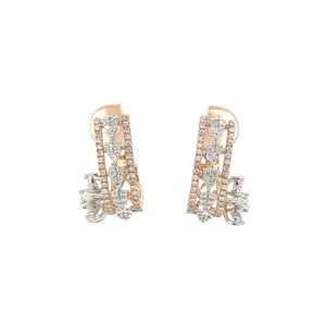 Fancy Diamond Bali Earring with Marquise Flower on Side